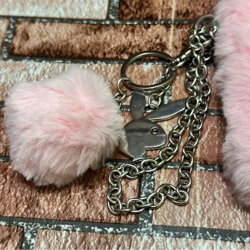 PLAYBOY Pink Fur Clutch with Silver Accents